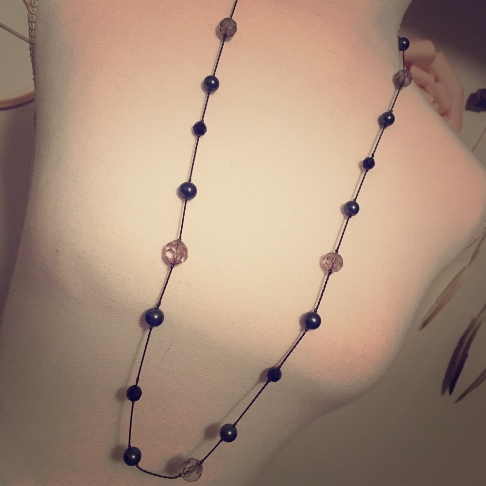 ♥️Long Black Gun Metal Beaded Necklace♥️